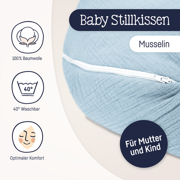 Stillkissen aus Baumwollmusselin denim