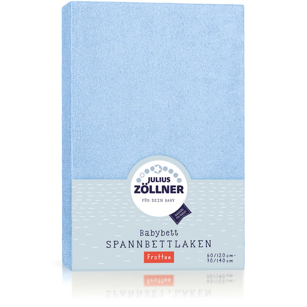 Fottee fitted sheet for baby mattresses 60x120 to 70x140cm, light blue