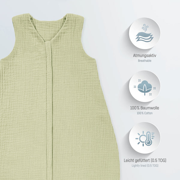 Musselin Sommerschlafsack, Lime