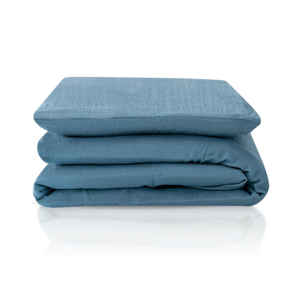Bettwäsche aus Baumwollmusselin, Blau