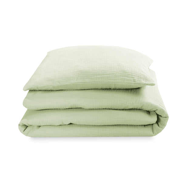 Bettwäsche aus Baumwollmusselin, lime