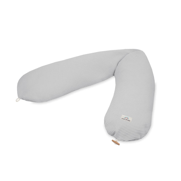 Nursing pillow with button, waffle piqué light grey