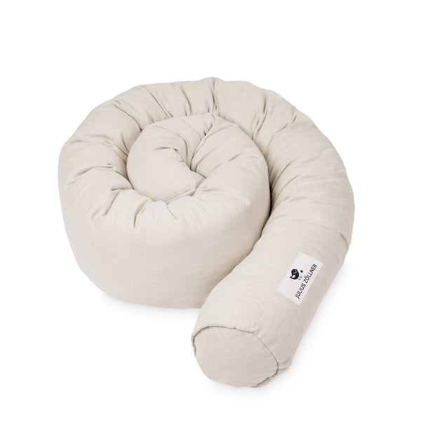 Bed snake made of cotton muslin, sand