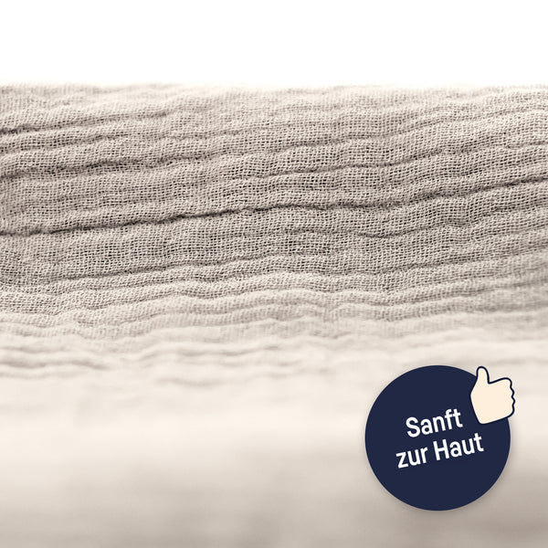 Bed snake made of cotton muslin, sand