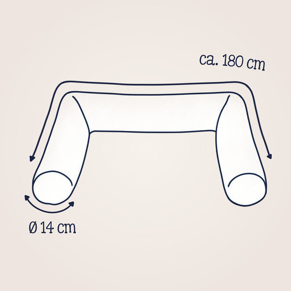 Bed snake made of cotton muslin, grey