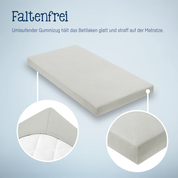 Jersey fitted sheet for cradles and bassinet mattresses 90x 40 cm, light grey