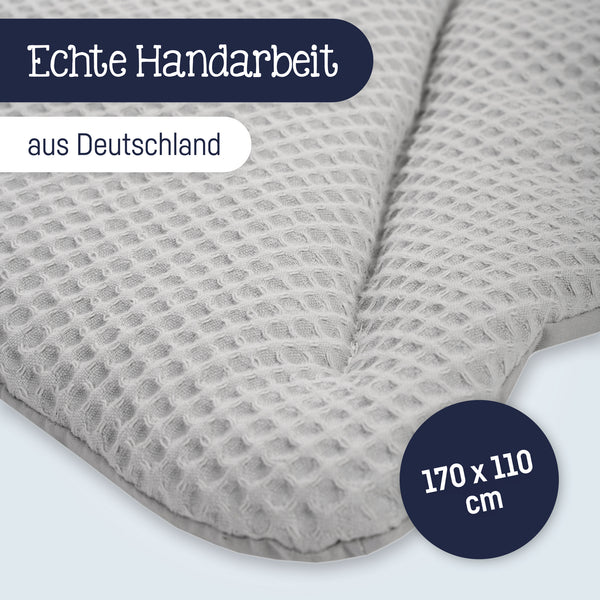 Krabbeldecke Blatt, Waffelpiqué Light Grey