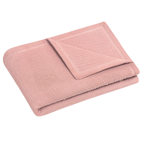 Kuscheldecke aus Baumwollmusselin, Dusty Rose