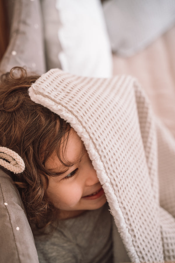 Winter blanket, waffle piqué Seashell