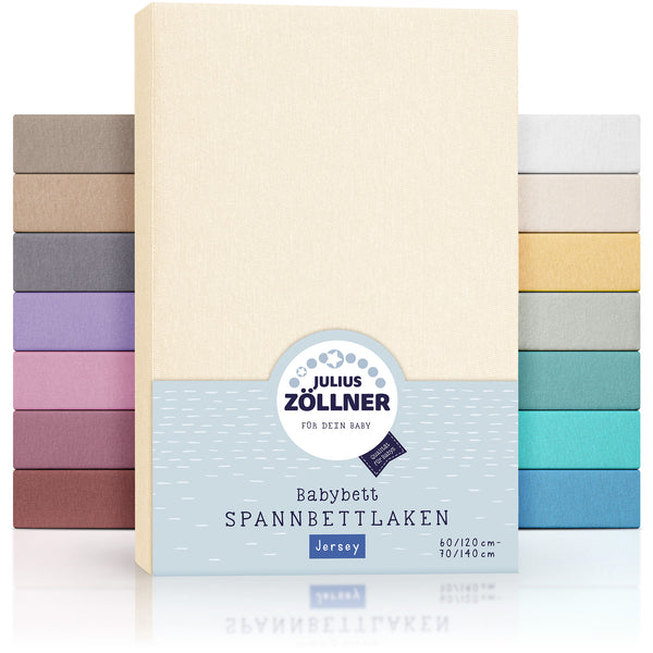 Jersey fitted sheet for baby mattresses 60x120 to 70x140cm, Ecru