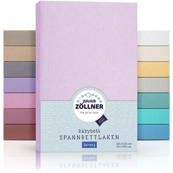 Jersey fitted sheet for baby mattresses 60x120 to 70x140cm, lilac