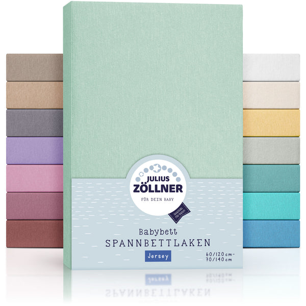 Jersey fitted sheet for baby mattresses 60x120 to 70x140cm, sage