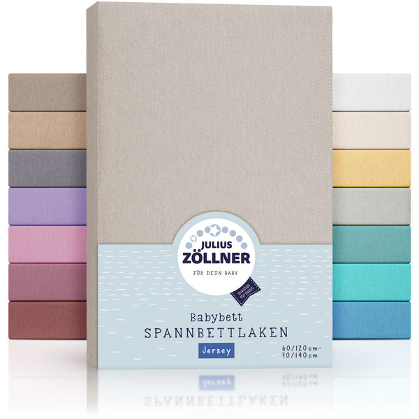 Jersey fitted sheet for baby mattresses 60x120 to 70x140cm, Taupe