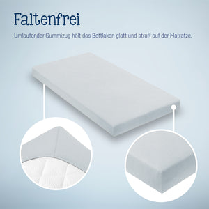 Jersey fitted sheet for baby mattresses 60x120 to 70x140cm, denim