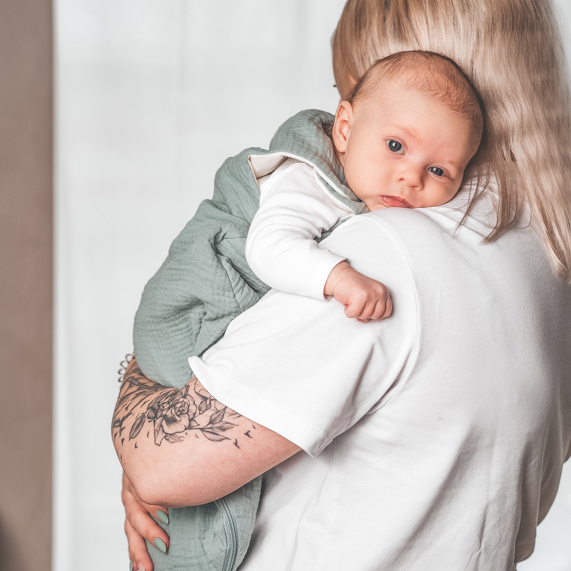 schlafsack baby halsausschnitt verkleinern Musselin Babyschlafsack, Grün – Julius Zöllner GmbH & Co KG