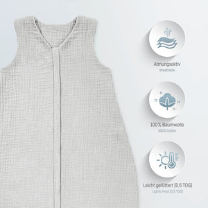 Musselin Sommerschlafsack, Grau