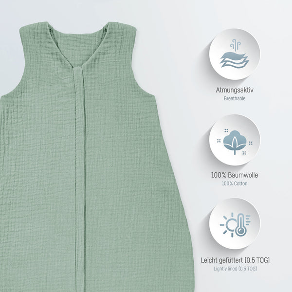 Musselin Sommerschlafsack, Grün