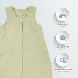 Musselin Sommerschlafsack, Lime
