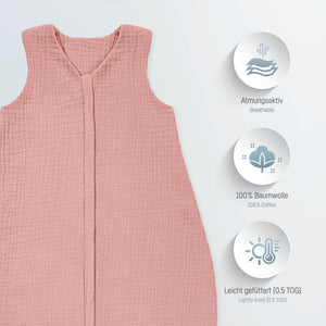 Musselin Sommerschlafsack, Dusty rose