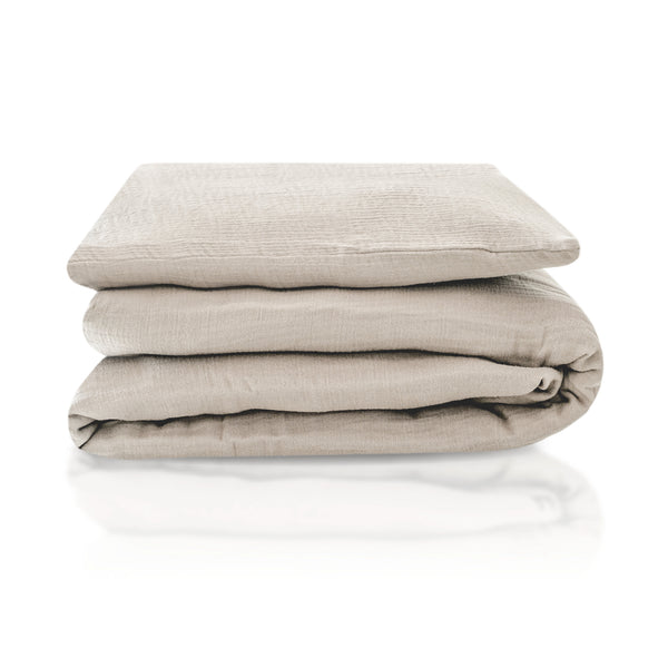 Cotton muslin bed linen, sand