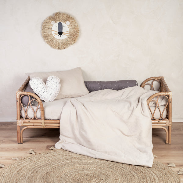 Cotton muslin bed linen, sand