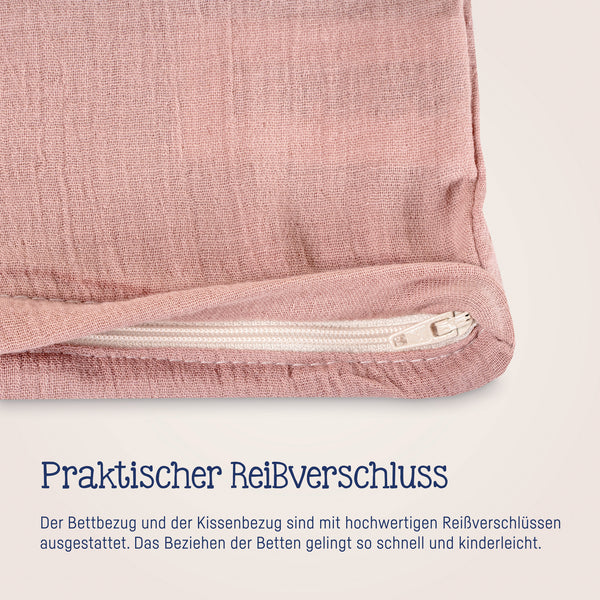 Bettwäsche aus Baumwollmusselin, Dusty Rose