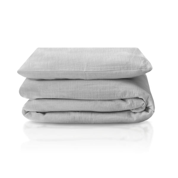 Cotton muslin bed linen, grey
