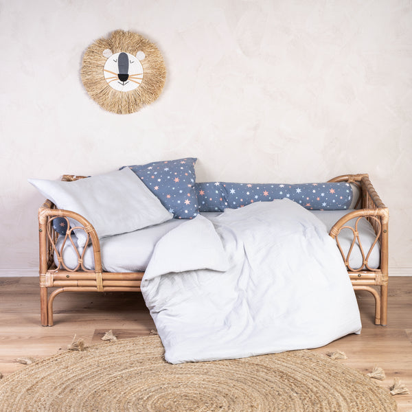 Cotton muslin bed linen, grey