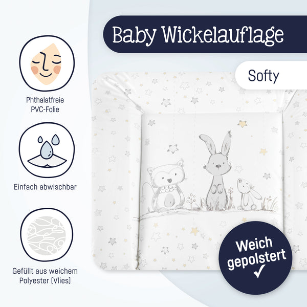Wickelauflage "Softy", Häschen und Eule