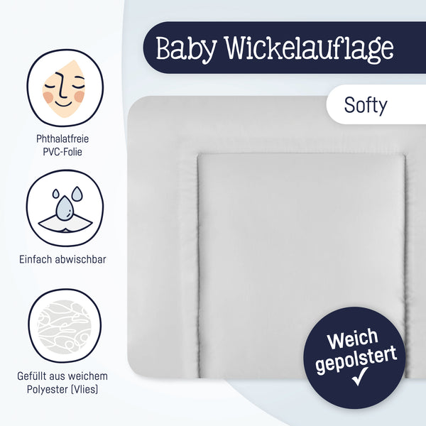 Wickelauflage "Softy", uni hellgrau