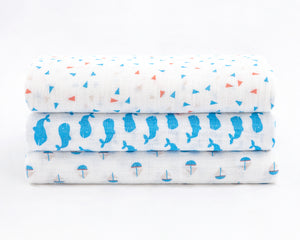 Spucktücher 3er Pack Wal blau 70/70