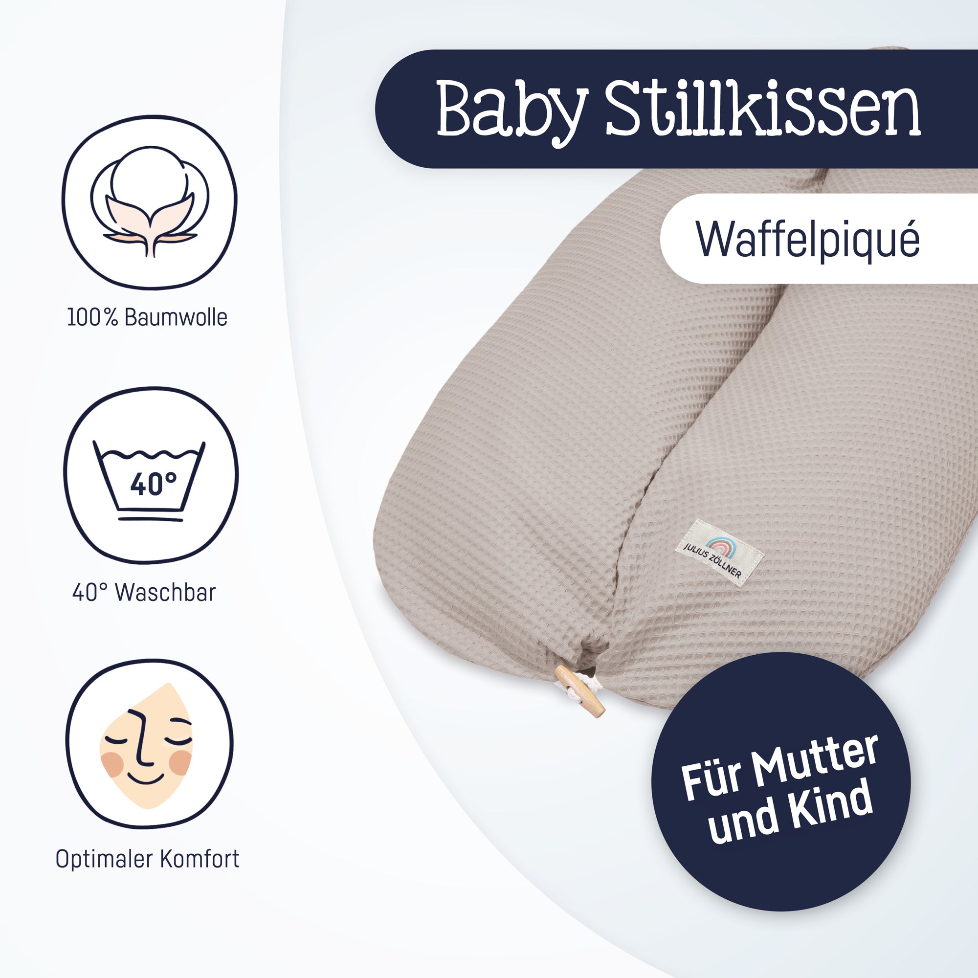 KG Co Zöllner Stillkissen – Seashell Julius mit GmbH Waffelpiqué & Knopf,