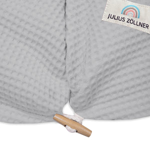 Stillkissenbezug mit Knopf, Waffelpiqué Light grey