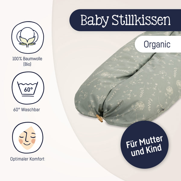 Nursing pillow with button, Organic Wildflower