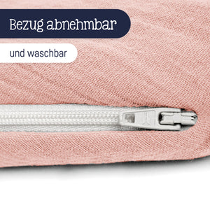 Nursing pillow made of cotton muslin, dusty rose