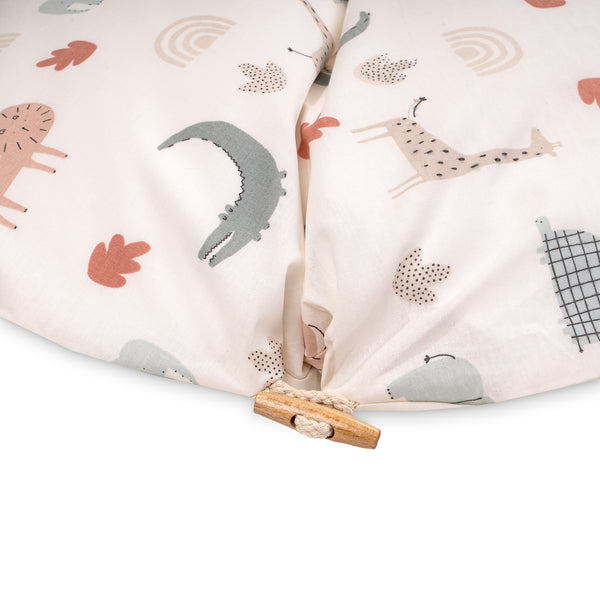 Still cushion cover with button, Organic Wild Friends