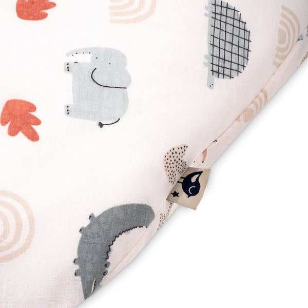 Nursing pillow cover with button, Organic Wild Friends