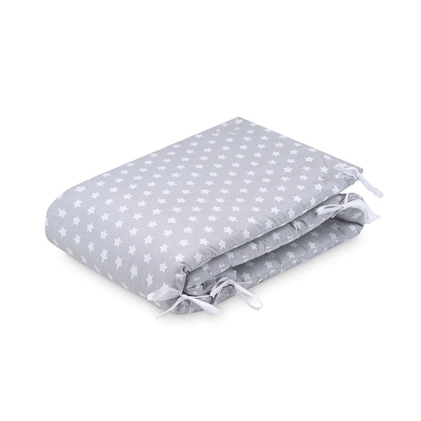 Cot bumper, gray stars
