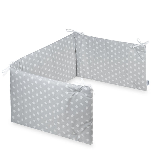 Cot bumper, gray stars