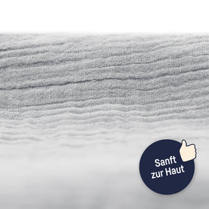 Bettschlange aus Baumwollmusselin, Grau