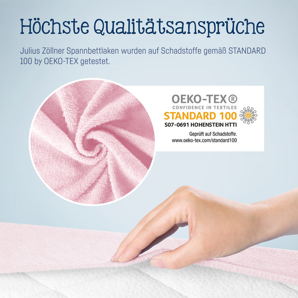 Fottee stretch bed sheets for baby mattresses 60x120 to 70x140cm, pink