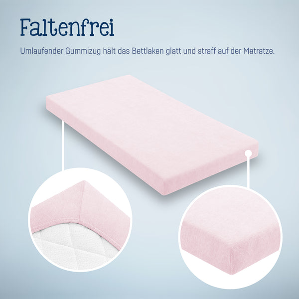 Fottee stretch bed sheets for baby mattresses 60x120 to 70x140cm, pink