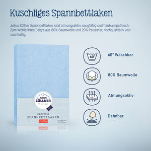 Fottee Spannbettlaken für Babymatratzen 60x120 bis 70x140cm, Hellblau