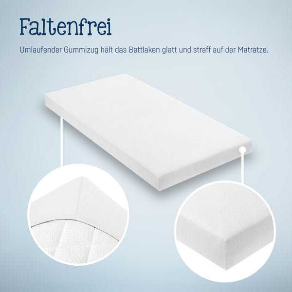 Jersey stretch bed sheets for weighing & Stubenwagenmatratzen 90x 40 cm, White