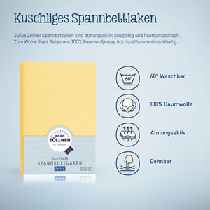 Jersey Spannbettlaken für Wiegen & Stubenwagenmatratzen 90x 40 cm, Banana