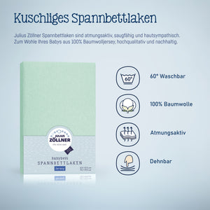 Jersey fitted sheet for cradles and bassinet mattresses 90x 40 cm, sage