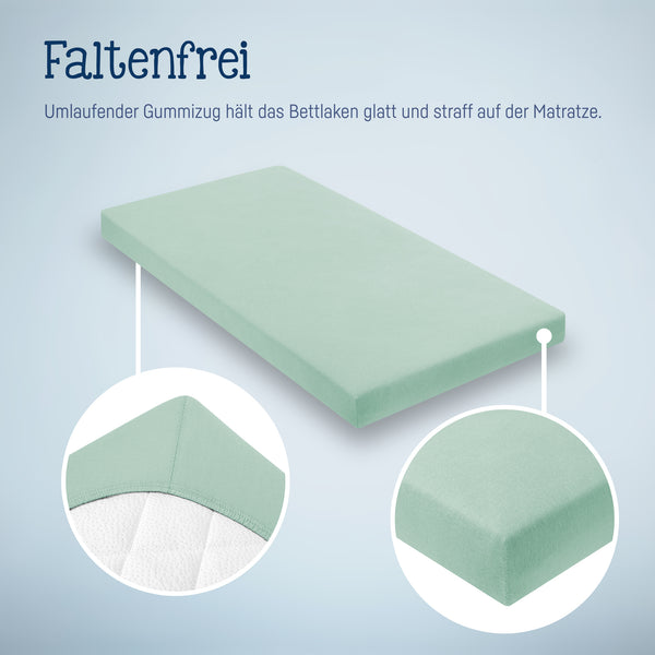 Jersey stretch bed sheets for weighing & Stubenwagenmatratzen 90x 40 cm, sage