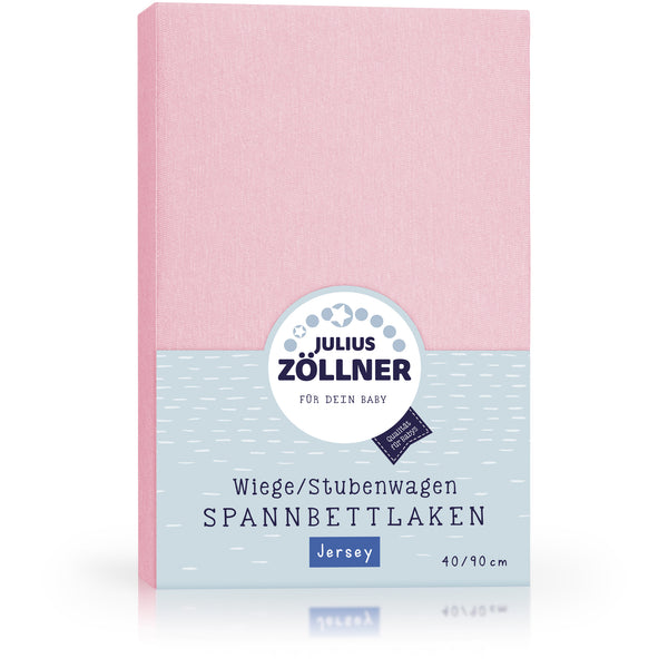 Julius Zöllner Jersey Spannbettlaken für Wiegen & Stubenwagenmatratzen 90x 40 cm, rosa