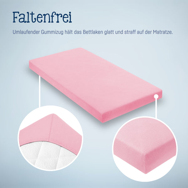 Jersey stretch bed sheets for cradles & Stubenwagenmatratzen 90x 40 cm, pink