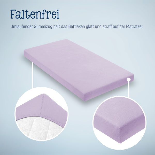 Jersey stretch bed sheets for cradles & Stubenwagenmatratzen 90x 40 cm, lilacs